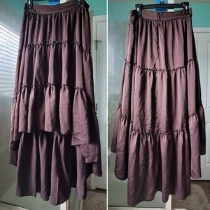 Gabrielle Union New York & Co brown high low tiered skirt